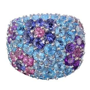 Pasquale Bruni 18K Multistone Flower Cocktail Band Ring